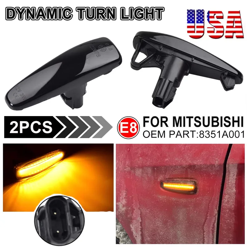 A Pair LED Dynamic Turn Signal Side Marker Sequential Light For Mitsubishi Lancer Evolution Evo X For Mitsubishi Outlander Sport RVR ASX For Mitsubishi Mirage 2008-2018 2014-2019 2011 2012 8351A001