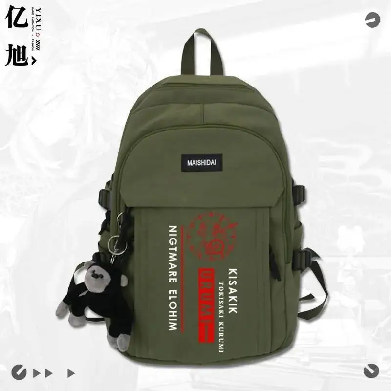 

Anime Game Black White Green Red Date A Live Student Teens School Bags Large Capacity Backpacks