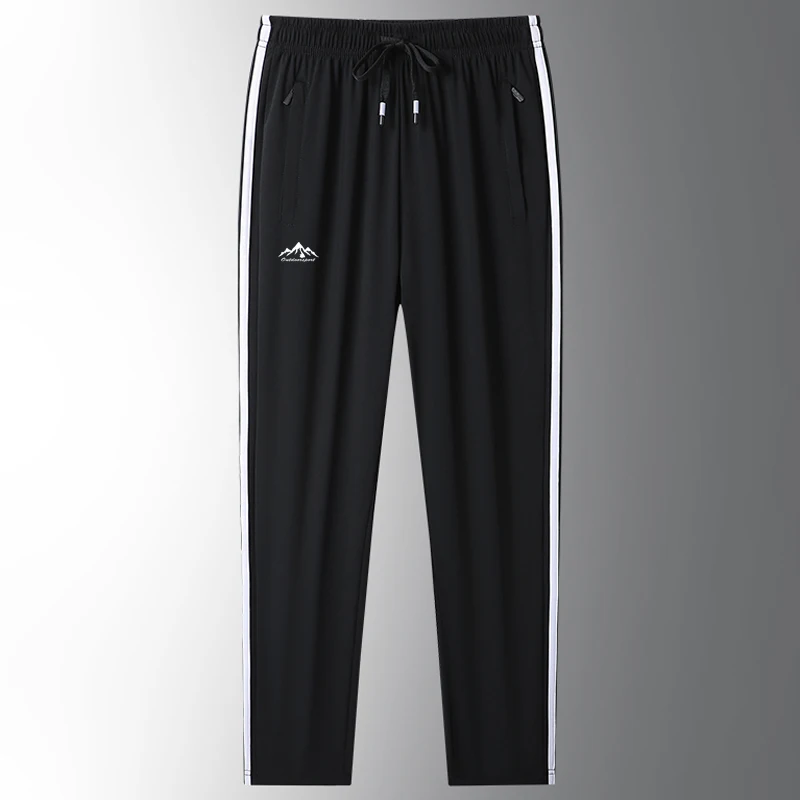 New Men\'s Ice Silk Casual Streetwear Trousers Sweatpants Summer Quick-Drying Gym Joggers Running Sports Work Straight Pants Men