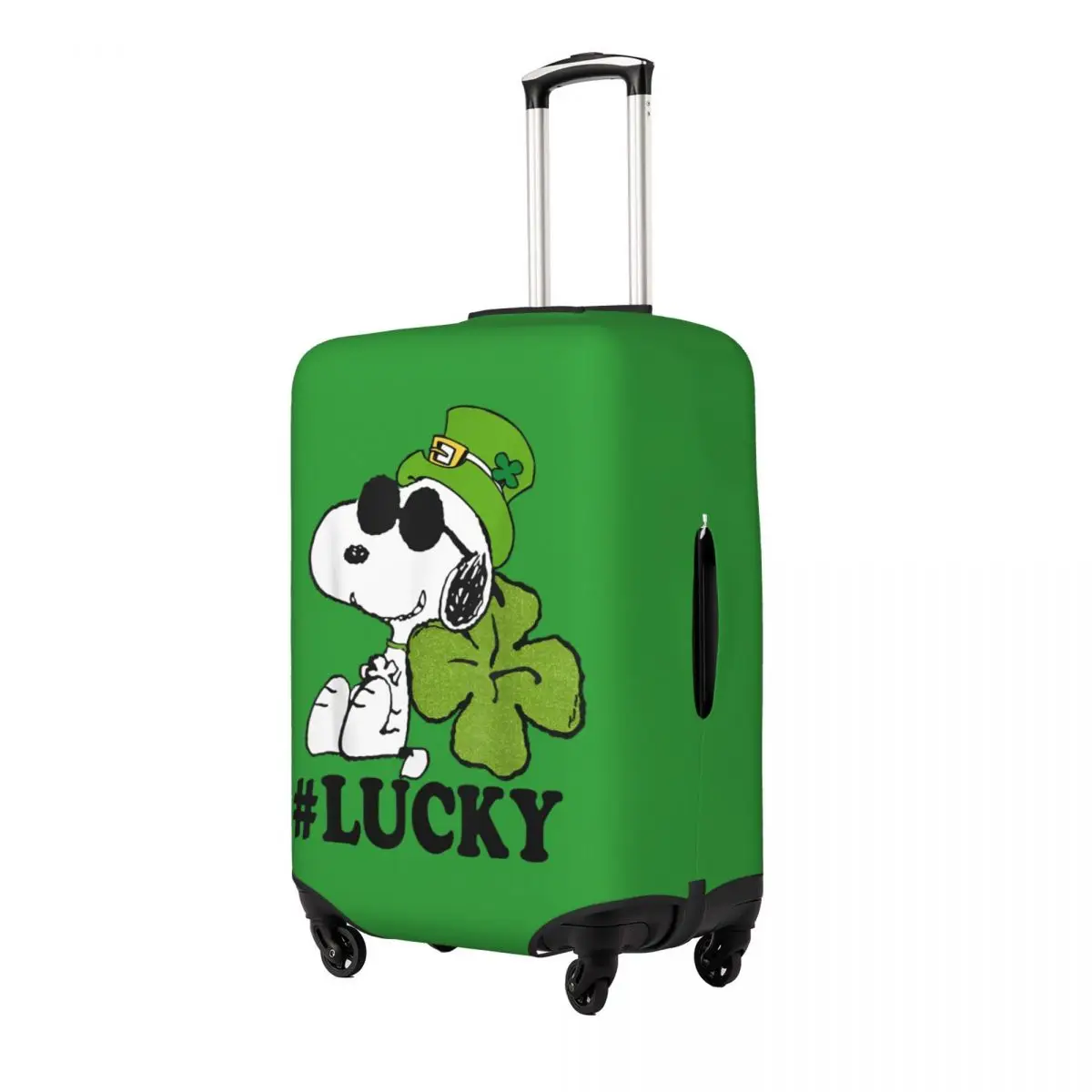 Peanuts St. Patrick's Snoopy Lucky Clover Suitcase Cover Cruise Trip Protection Holiday Strectch Luggage Case