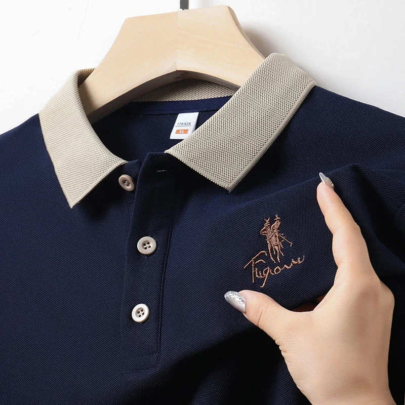 Men's Summer Embroidered Casual Fashion Short Sleeve POLO Shirt Comfortable Top