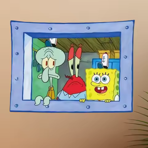 SpongeBob Cartoon Tapestry Multi Size Flat Print Home Decor Background Cloth for Bedroom Dorm Gift Idea