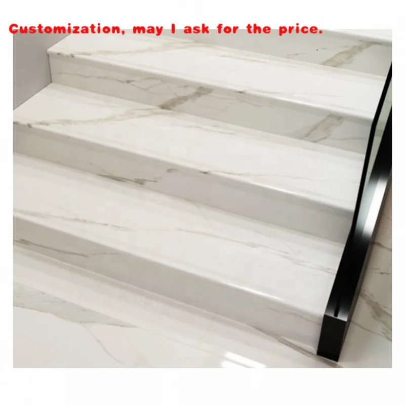 Custom.Groove White Carrara الرخام السيراميك الدرج خطوة الناهض وبلاط الدرج #1