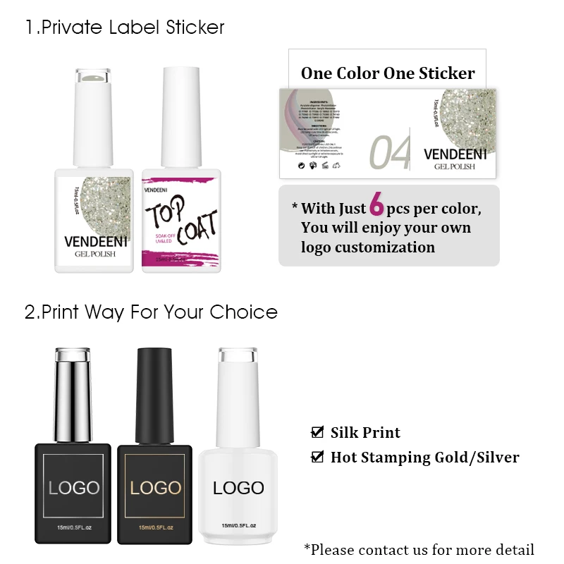 Vendeeni TPO HEMA Free Top High Density Pigment 36Color Platinum Gel Polish Nail Art UV Led Nail Gel Polish