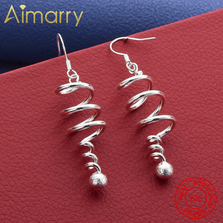 

925 Sterling Silver Earrings Fashion Jewelry Elegant Woman Creativity Spiral Long Earrings Trendsetter Christmas Gifts