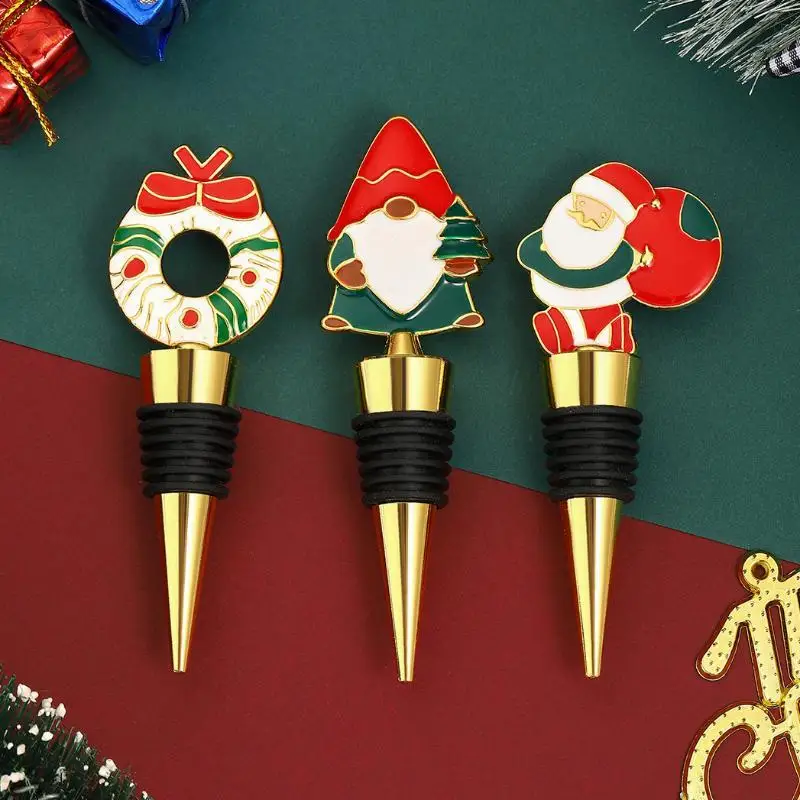 Zinc Alloy Christmas Snowman Shape Wine Stopper For Wine Champagne Fresh Keeping Bar Decor
