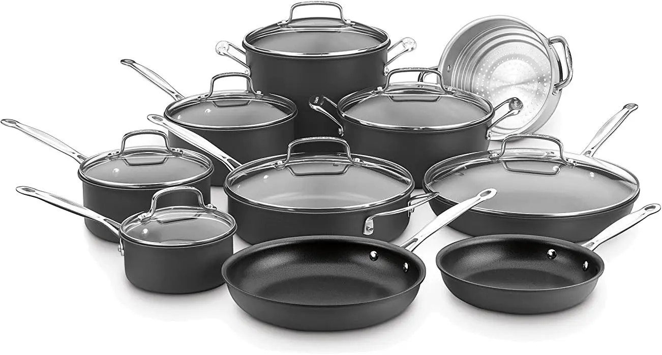 10/11/13/14/17-Piece Cookware Set, Chef's Classic Nonstick Hard Anodized