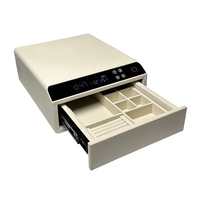 

Hot Selling Luxury Leather Jewelry Safe, Home Smart Fingerprint Anti-theft Safe in Wardrobe