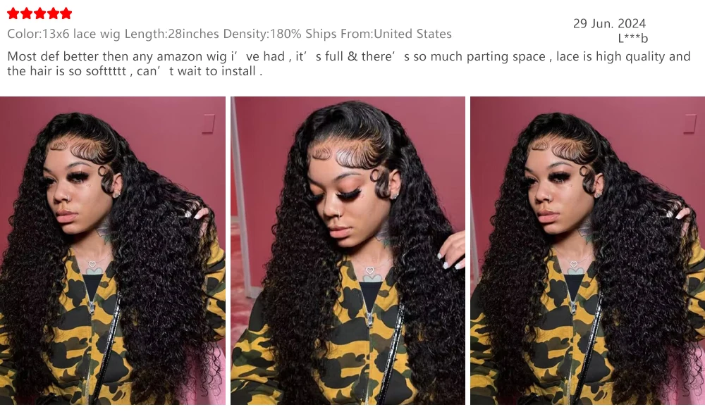 40 46 Inch Deep Wave 13x6 13x4 Lace Front Human Hair Wig 200% Remy Curl 360 Full Lace Frontal Wig Human Hair