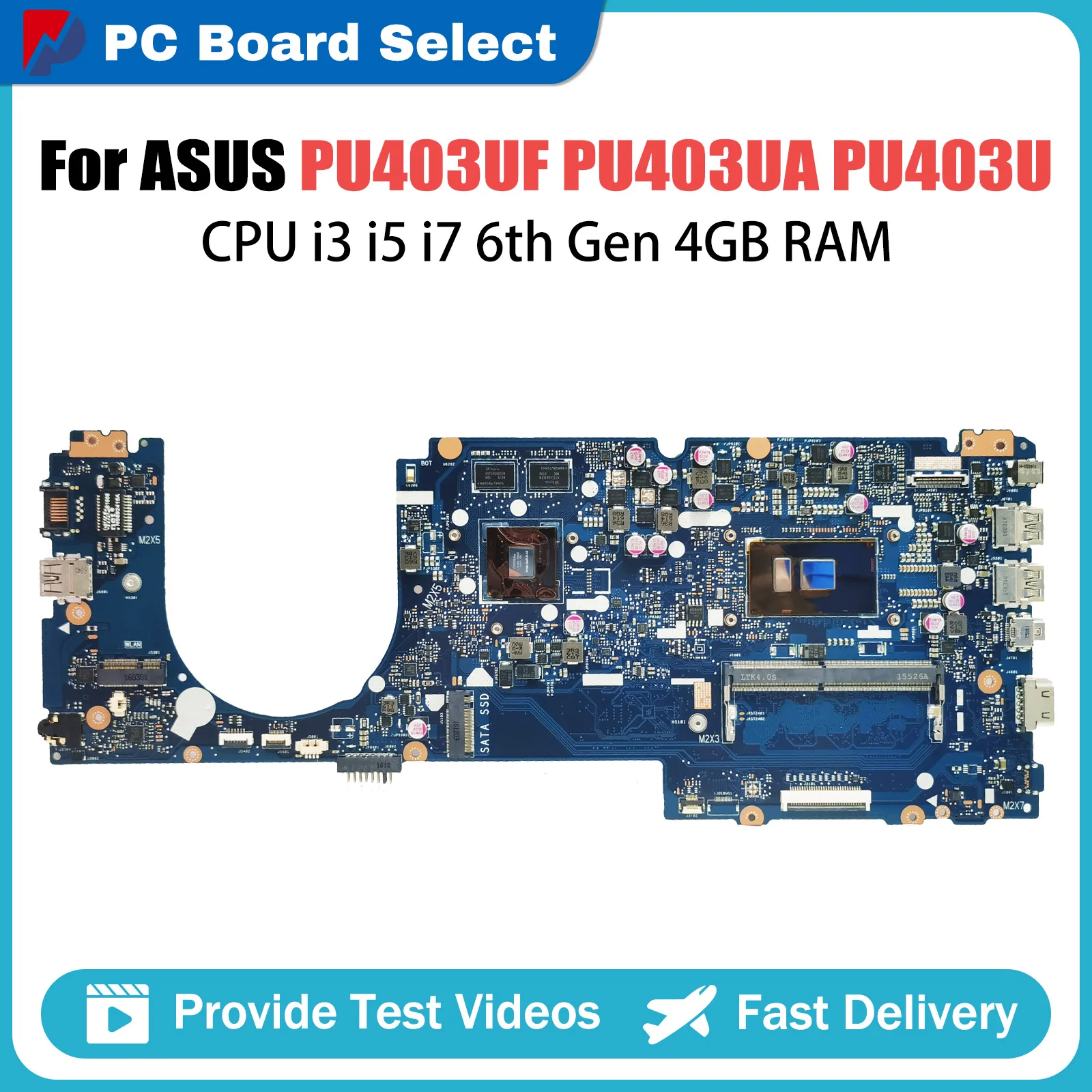 

PU403U Mainboard For ASUS PRO ESSENTIAL PU403UF PU403UA Laptop Motherboard I3 I5 I7 6th Gen CPU 930MX 4GB RAM V2G TEST OK