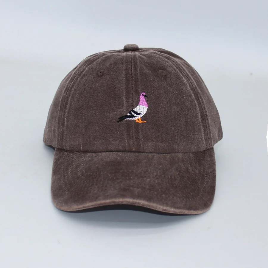 Embroidery Pigeon Spring vintage Baseball caps Men Women Water Washed Sports Fishing Sunshade Summer Autumn winter Dad Hat