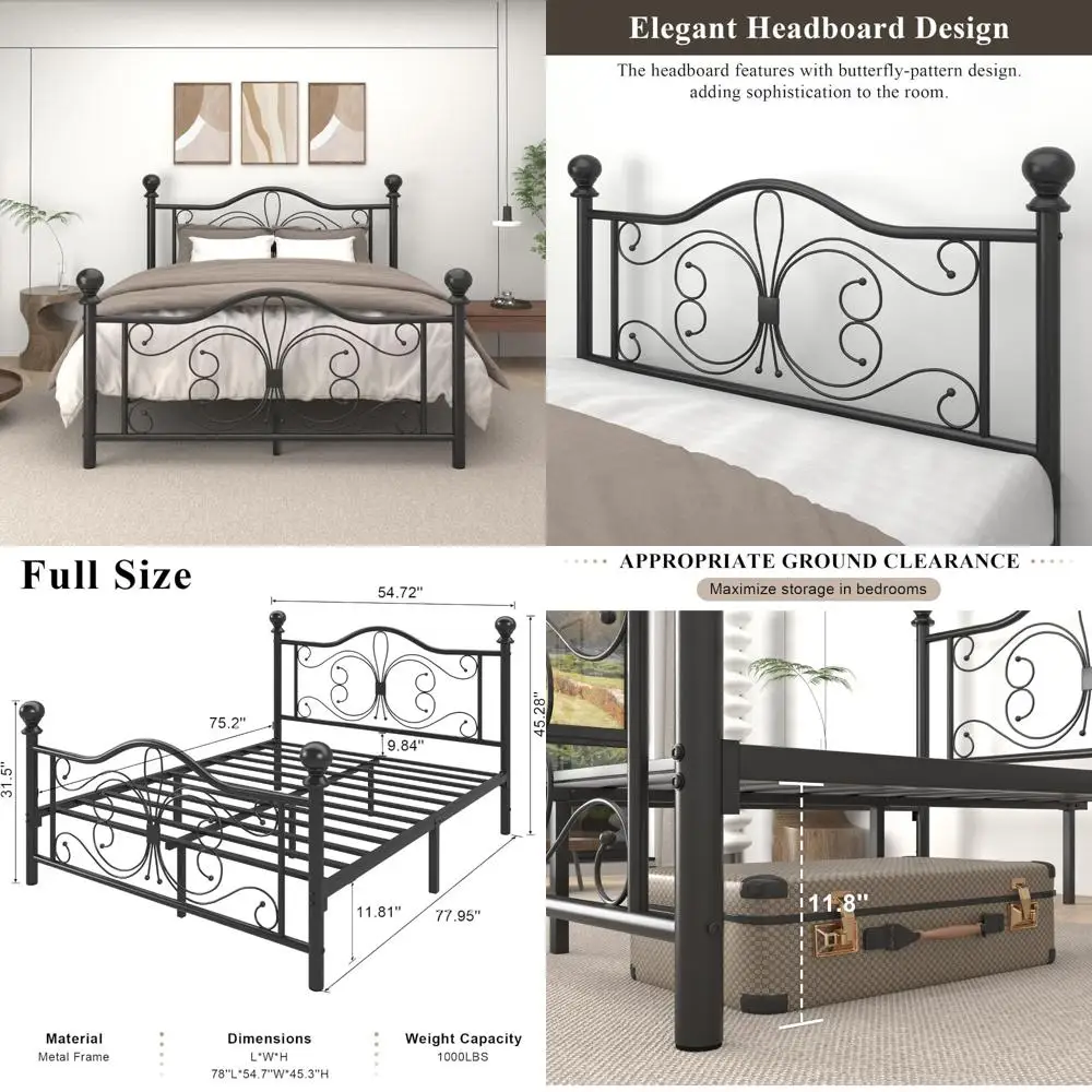 Metal Platform Bed Frame with Headboard - Full Size