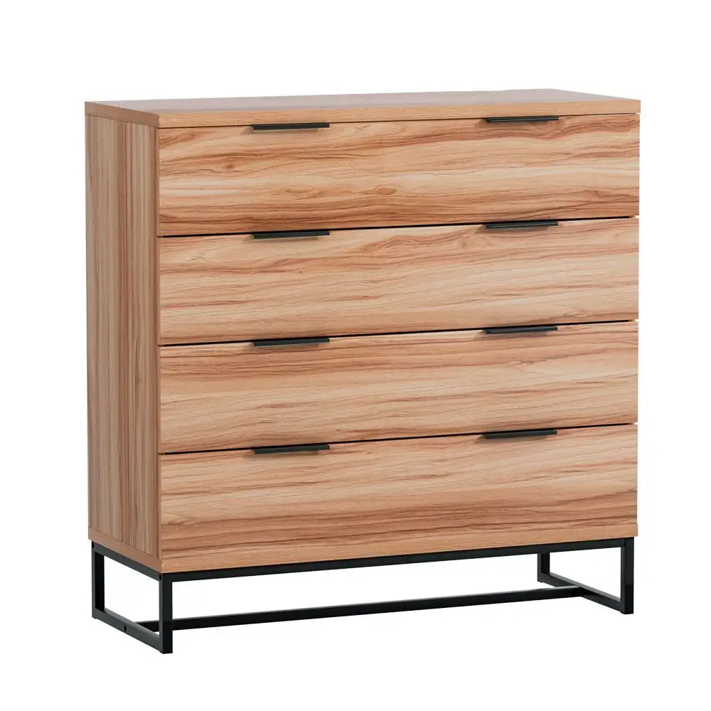 &4 Drawer Chest of Drawers Tallboy Storage Cabinet Bedroom Dresser Rustic Oak Design view 3