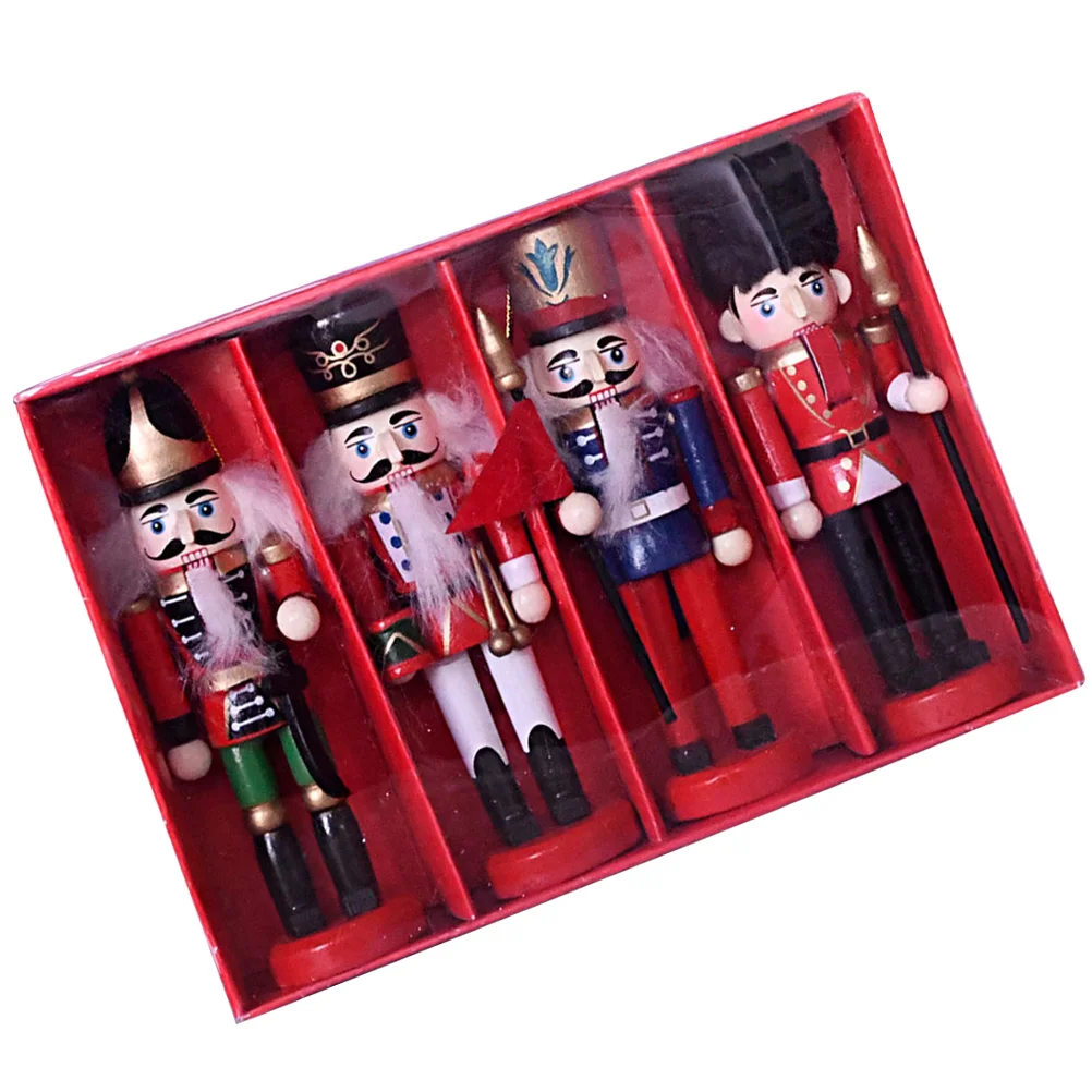 4 Pcs Christmas Nutcracker Music Box Giant 150cm Nutcrackers Figures Puppet Tree Decorations Wooden