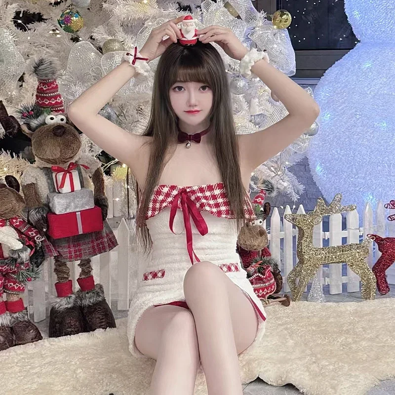 Traje de Navidad vestido Sexy disfraz de Santa Rudolph Cosplay para mujer vestidos ajustados puro deseo fiesta actuación sesión de fotos
