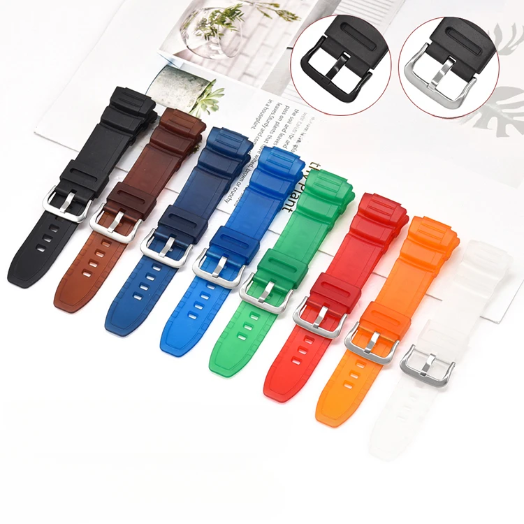 For Casio MCW-100H/110h W-S220 HDD-S100/Ae2000/2100 Series Watch Strap Needle Buckle Resin Soft Breathable 16mm Watchbands