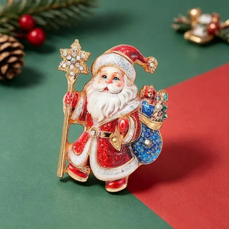 Cute Santa Claus Brooch for Women Premium Alloy Material Christmas Brooch Pin for Xmas Party Winter Outfit Gift for Mom 1Pc