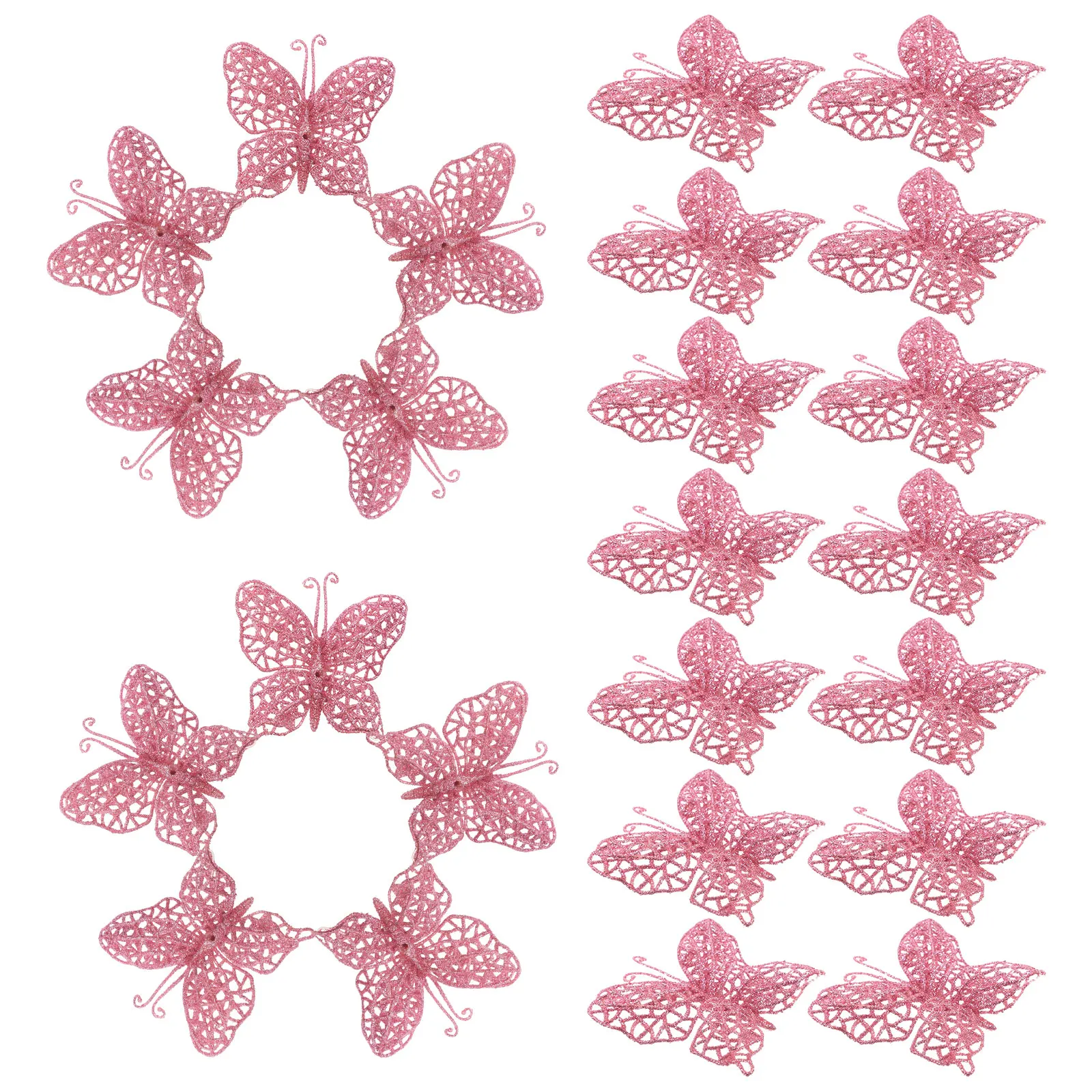

36Pcs Hollow Glitter Butterflies DIY Christmas Ornaments Decorative for Tree Wreath Garland Holiday Xmas Decor