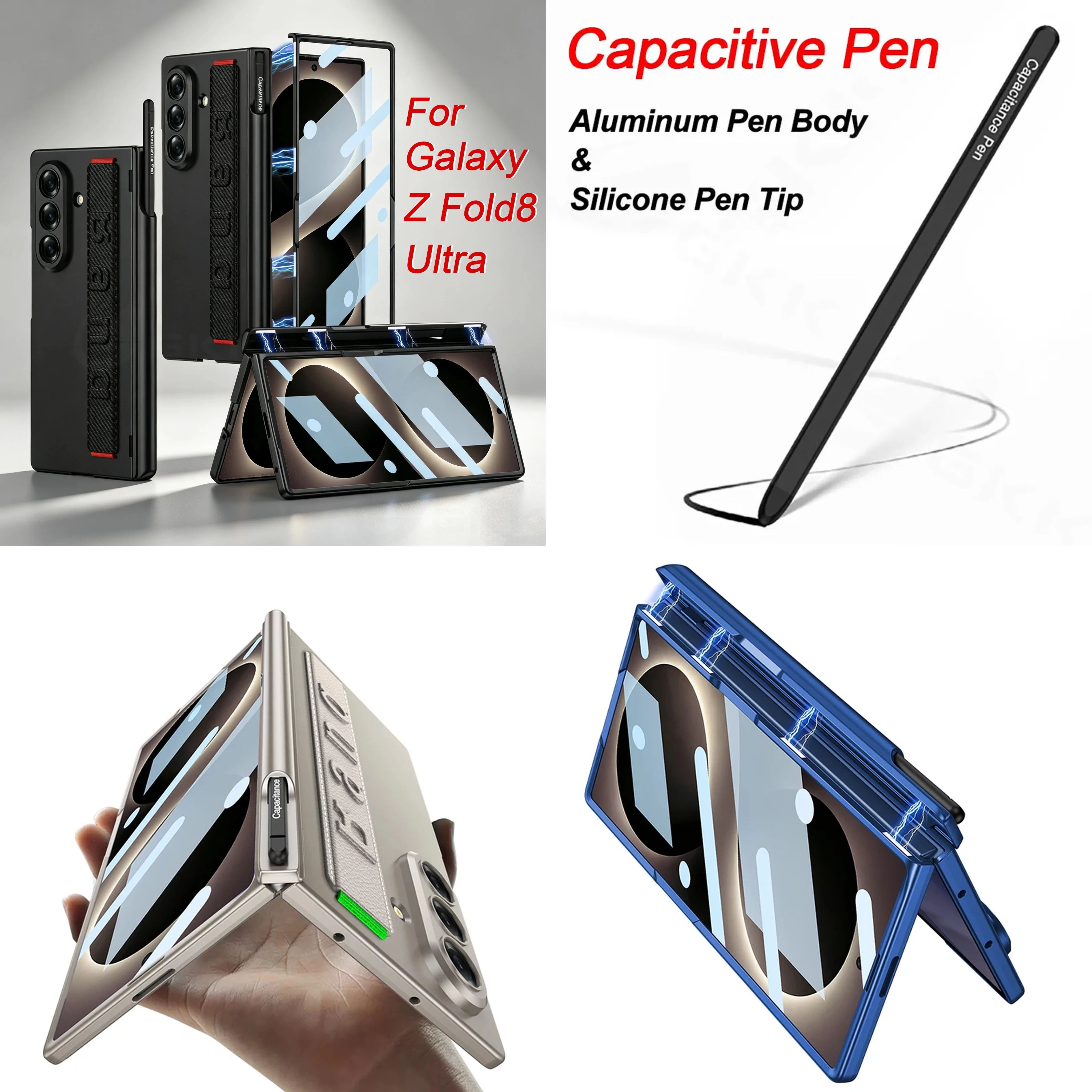 Magnetic Hinge Pen Holder Case For Samsung Galaxy Z Fold 8 Ultra Outer Screen Glass Wrist Strap Cover For Galaxy Z Fold7 Case