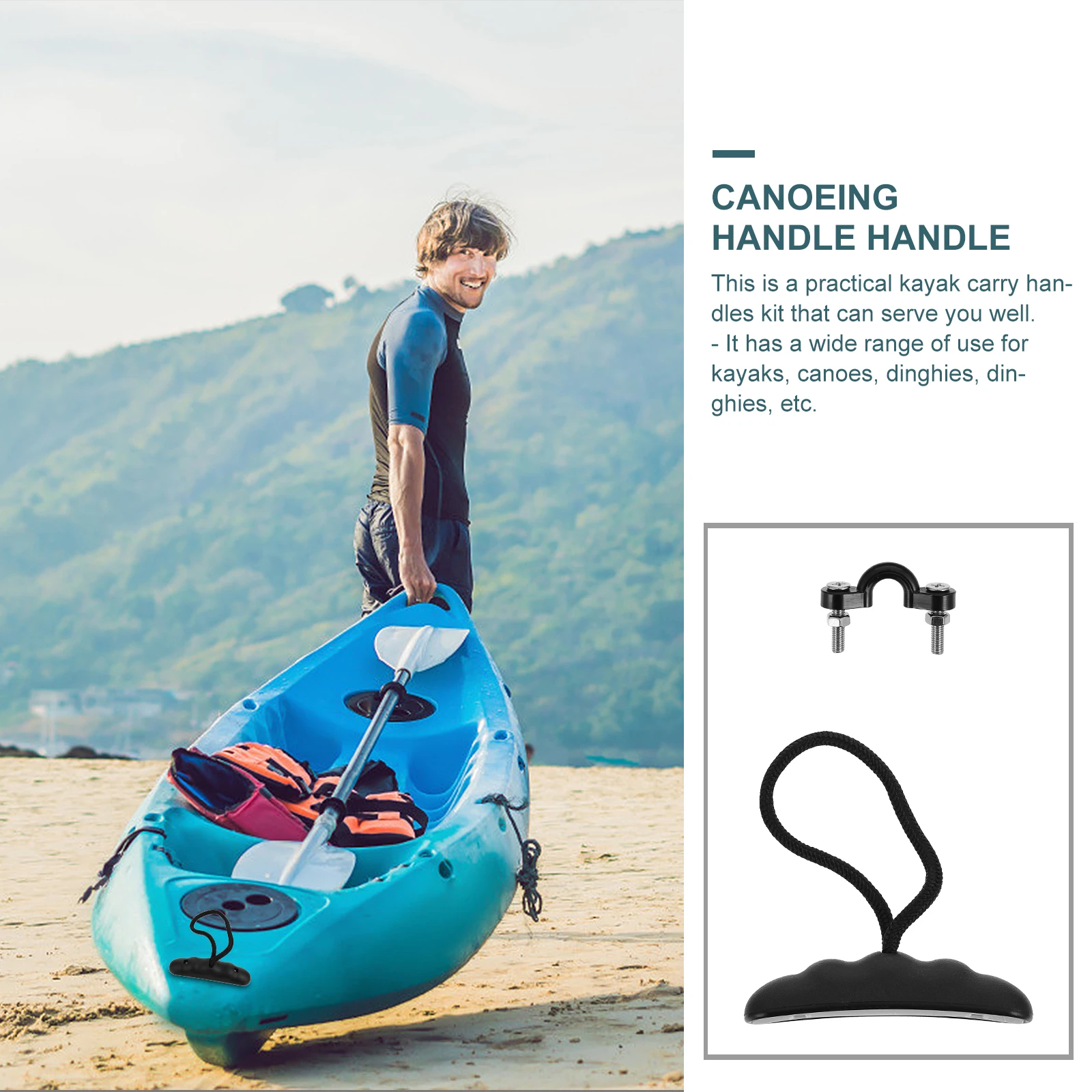 

2 Sets Kayak Carry for Canoe Dinghy Black Gray Transfer H Boat Accessories Kayak Drain Plug Kits Water