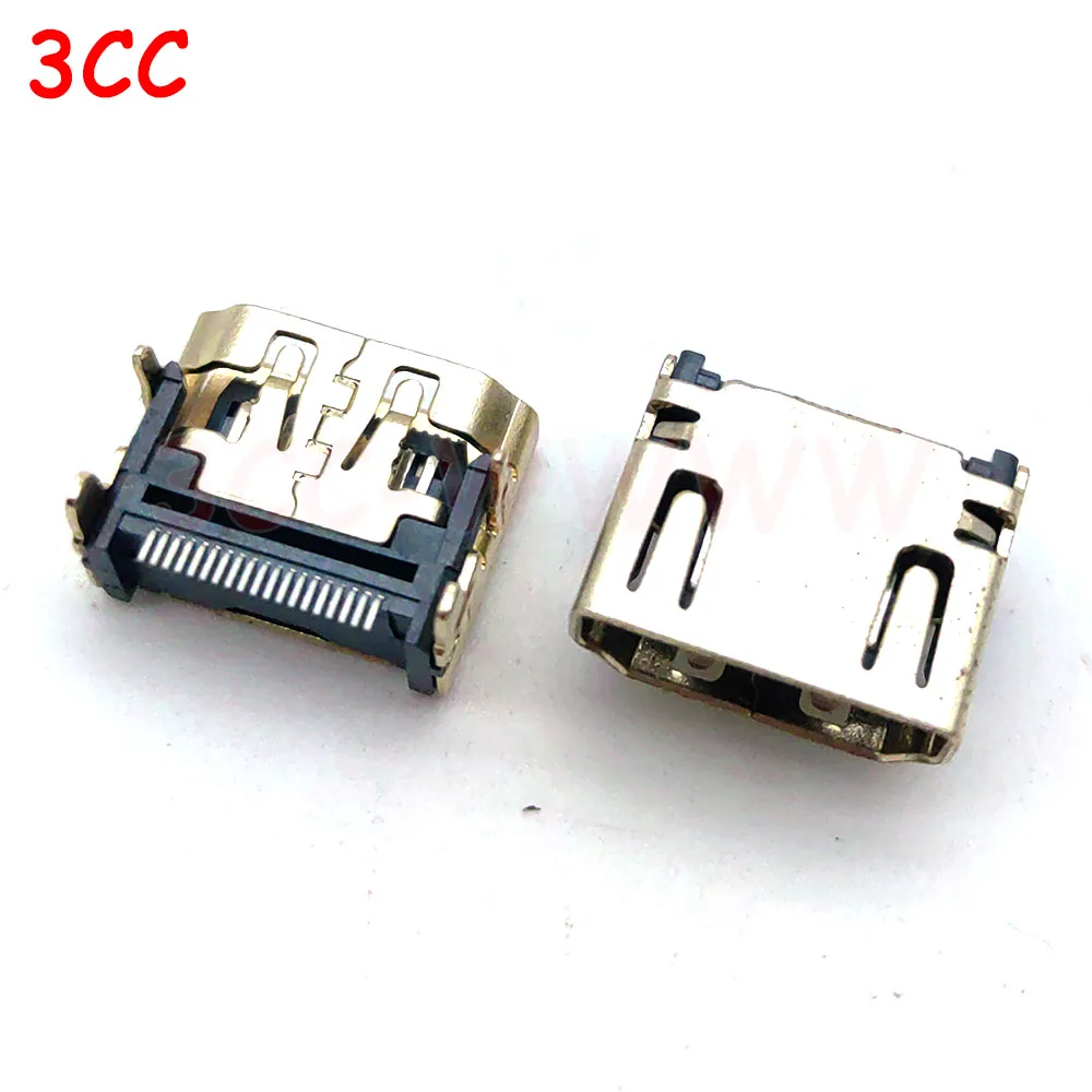 2-20PCS HDMI-Compatible Female Jack Socket Connector 19PIN 19P Right Angle SMT SMD 90 Degree Gold-Plated HD 19 PIN