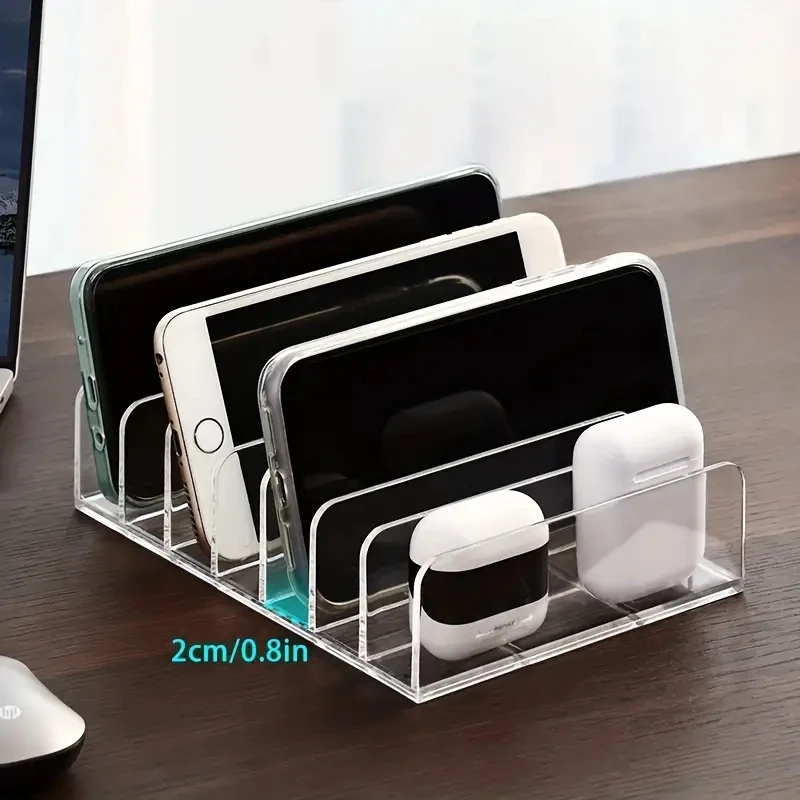 7 Section Divided Storage Holder Desktop Transparent Tablet Cellphone Organizer Box Stand For iPhone 15 14 Pro Max POCO Samsung