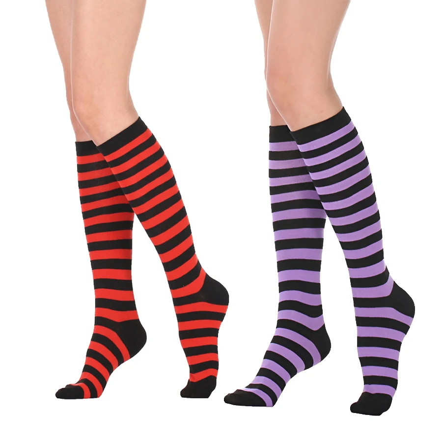 Damen-Kniestrümpfe, sportliche Streifen, Röhrenstrümpfe, Outdoor-Sport, dick, Wandern, Skifahren, bequeme Thermostiefel, lange Socken