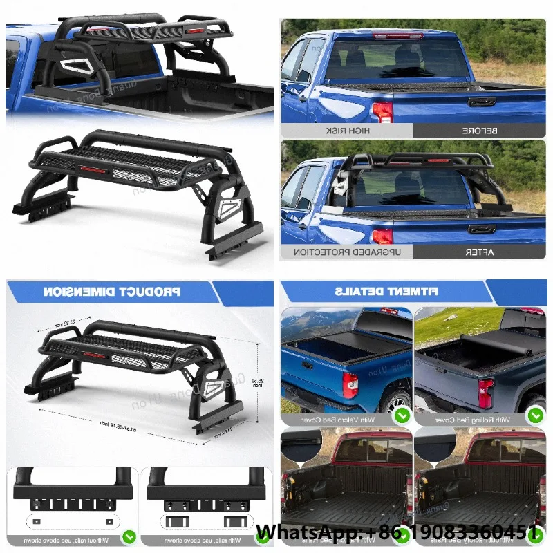 Factory Price Universal Roll Bar with Cargo Carrier Basket for Trucks Adjustable Chase Rack Sport Bar for Truck