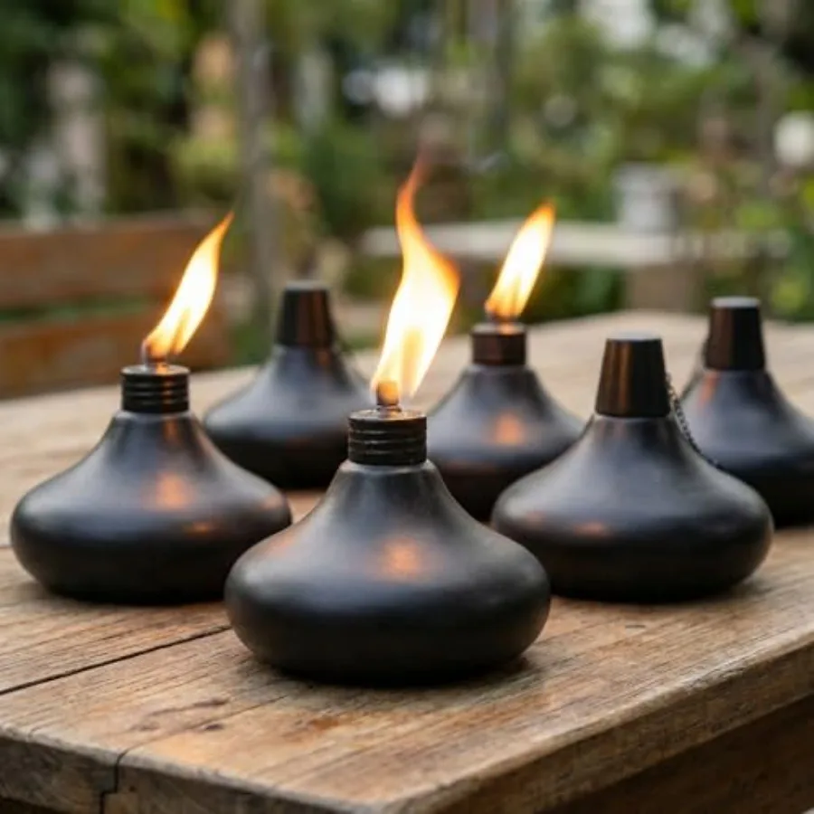 

Upgraded Tabletop Torches Set of 6 24.5 oz Citronella Candles for Outdoor Metal Table Top Torches for Outside Refillable Torch