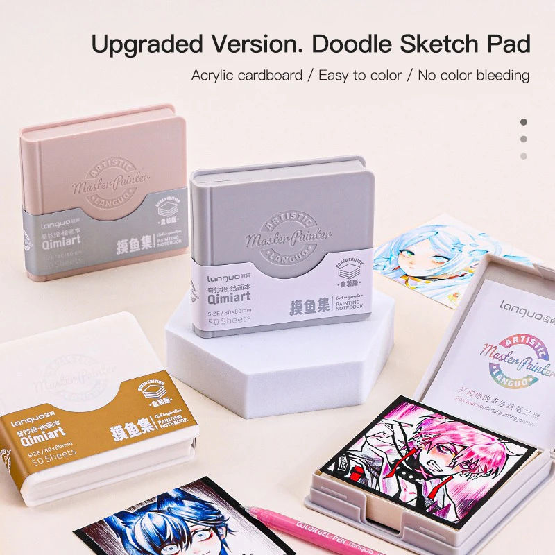 Mini Drawing Books 50Sheets Languo Square Watercolor Sketchbook Thick Paper Drawing Painting Paper Work Relaxation Art Supplies