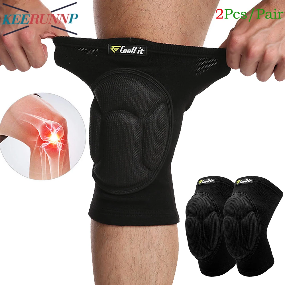 

1Pair Protective Knee Pads for Men Women,Thick Sponge Gym Volleyball Extreme Sports Anti-Slip Collision Avoidance kneepad Brace