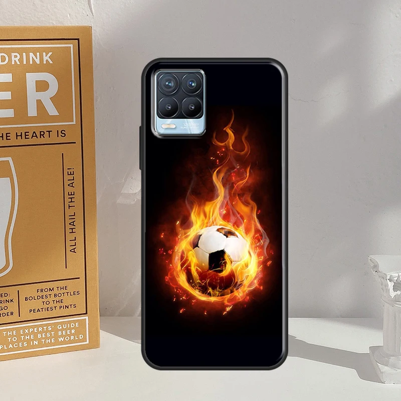 Fire Football Soccer Ball Case For Realme 10 11 Pro Plus C55 C35 C33 C31 C30 C25s C21Y C15 C11 GT Neo 5 3 2T 3T Cover