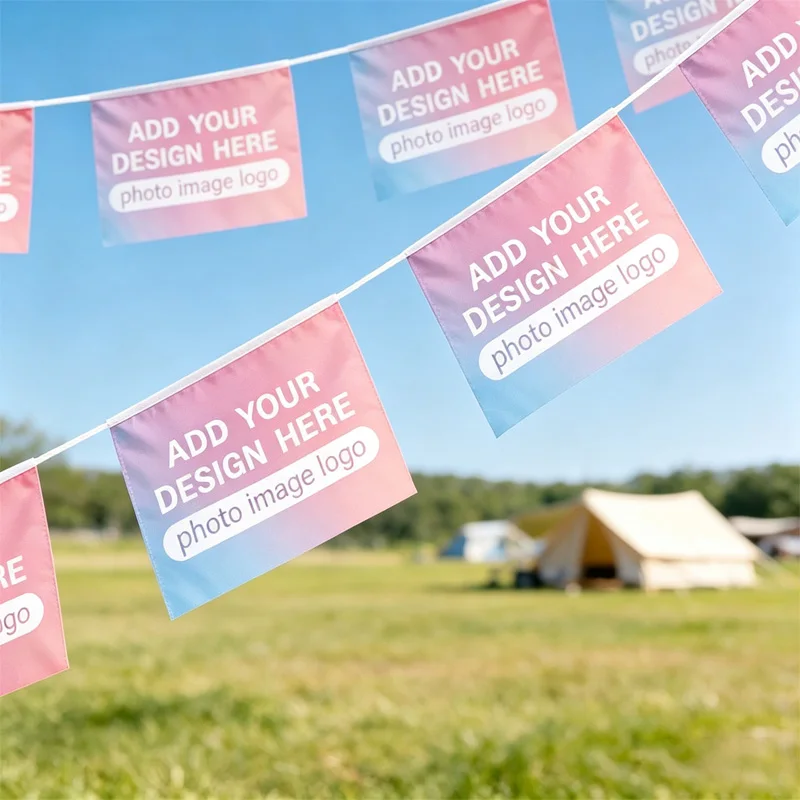 12pcs a String Custom Rectangle String Flags , 3 Sizes to Choose, Party Sports Events Matches, for Festival and Advertisement