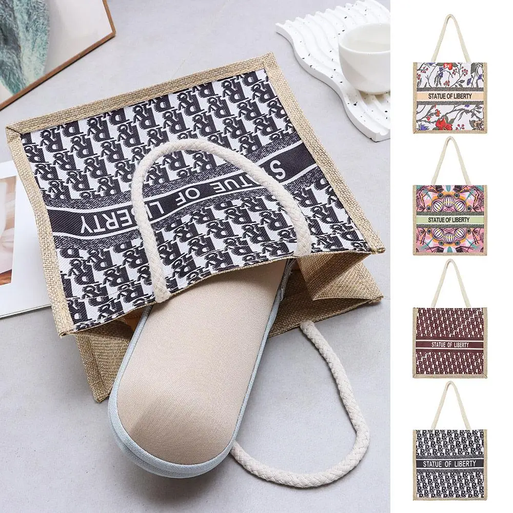 

Hot Sale Linen Linen Tote Bag Portable Casual Shopping Bag Vertical High-capacity Versatile Handbag Beach