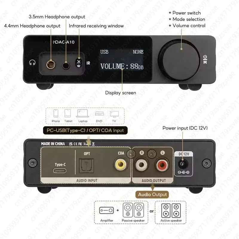 AYM-17 DAC-A10 Mini Stereo Audio Decoder Headphone Amplifier 16-600Ω ESS9018K2M USB Coaxial Optical Digital Preamplifier
