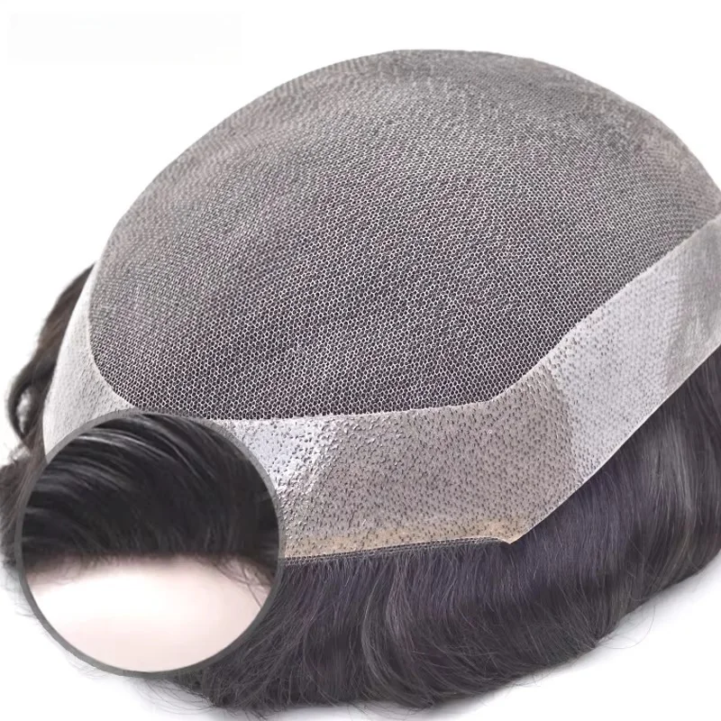 

Французский кружевной мужской парик, девственные индийские человеческие волосы, патч-системы, правый дизайн, естественная волна