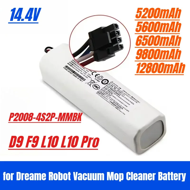 

14.4V 12800mAh P2008-4S2P-MMBK for Dreame Robot Vacuum Mop Cleaner D9 F9 L10 L10 Pro Li-ion Battery Pack