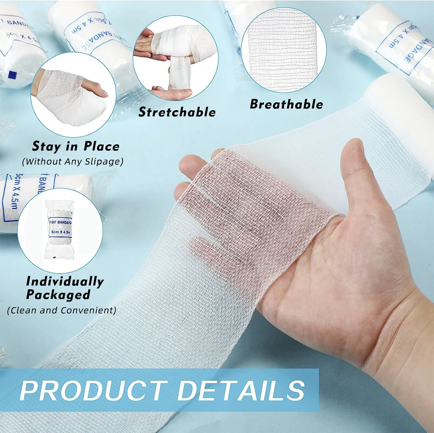 PBT elastic bandage 5cm 7.5cm 10cm 12pcs per pack first aid accessory sports outdoor binding strap fixed elastic bandage