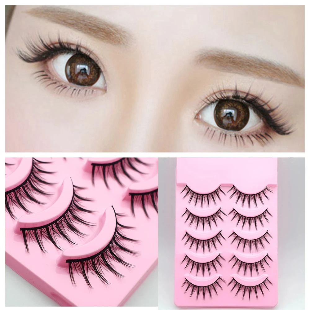 5 Pairs Fashion Cruelty-free Reusable Eyelashes Extension Natural Long Wispies Japanese Cosplay False Eyelashes