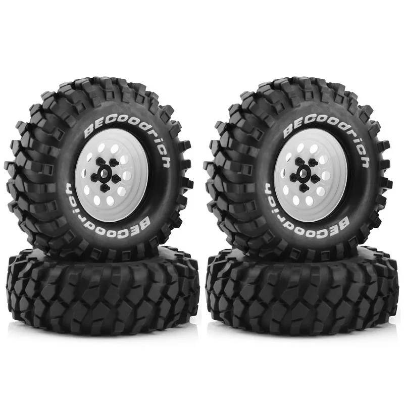 

4pcs 110mm Metal 1.9" Beadlock Wheel Rim Rubber Tire Set for 1/10 RC Crawler Car Traxxas TRX4 RC4WD D90 D110 Axial SCX10 MST