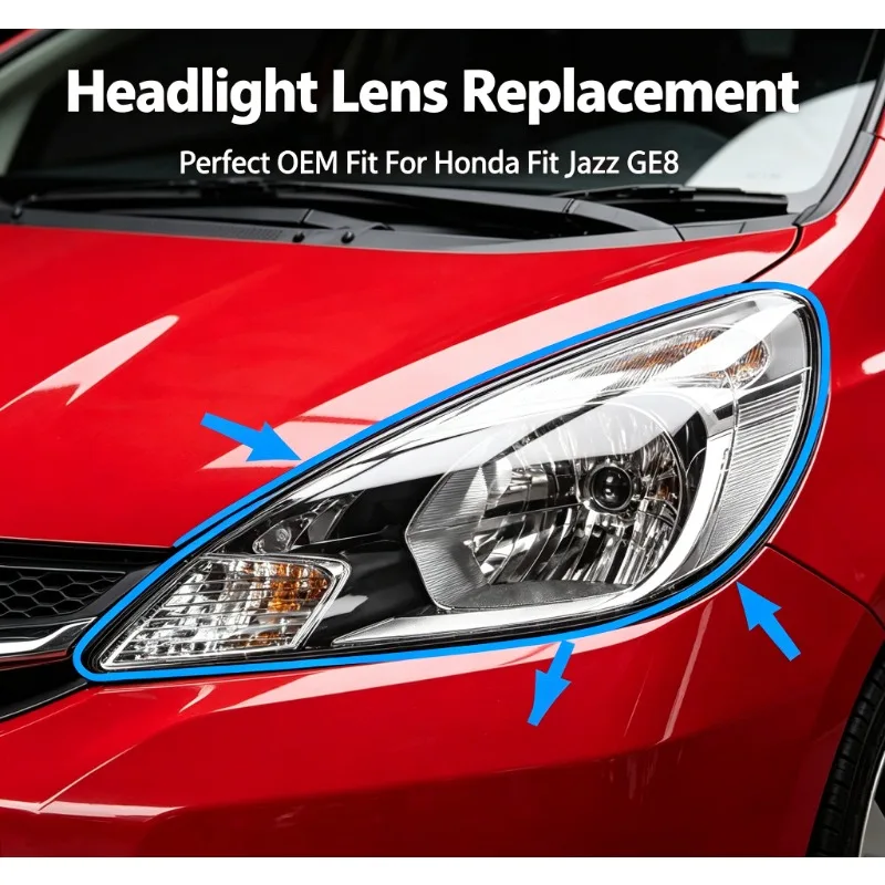 Moggic Headlight Lens Cover For Fit Jazz 2011 2012 2013 Clear Transparent Headlamp Outer PC Shell Replacement