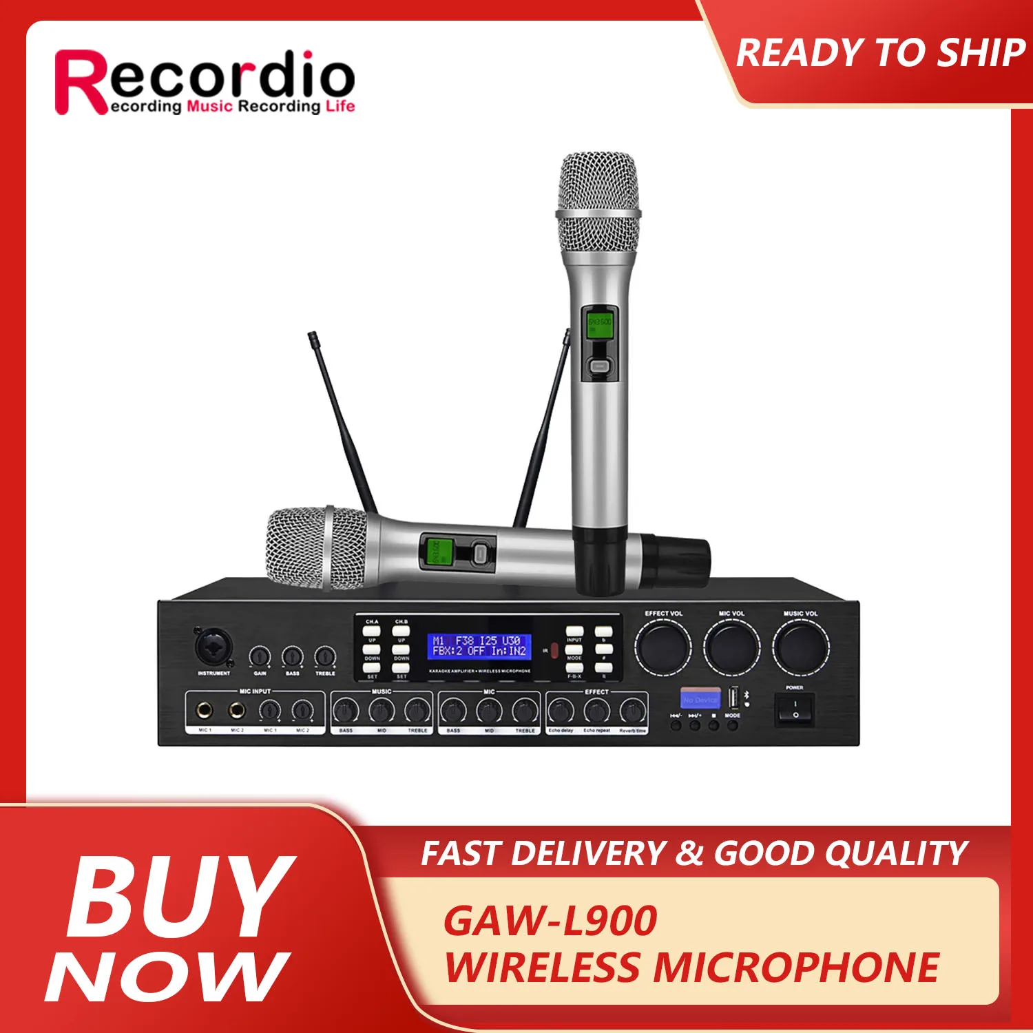 GAW-L900 Professional Karaoke Microphone 625W*2 Powerful Power Amplifier 3 In 1 Set For Family Party Karaoke Stage