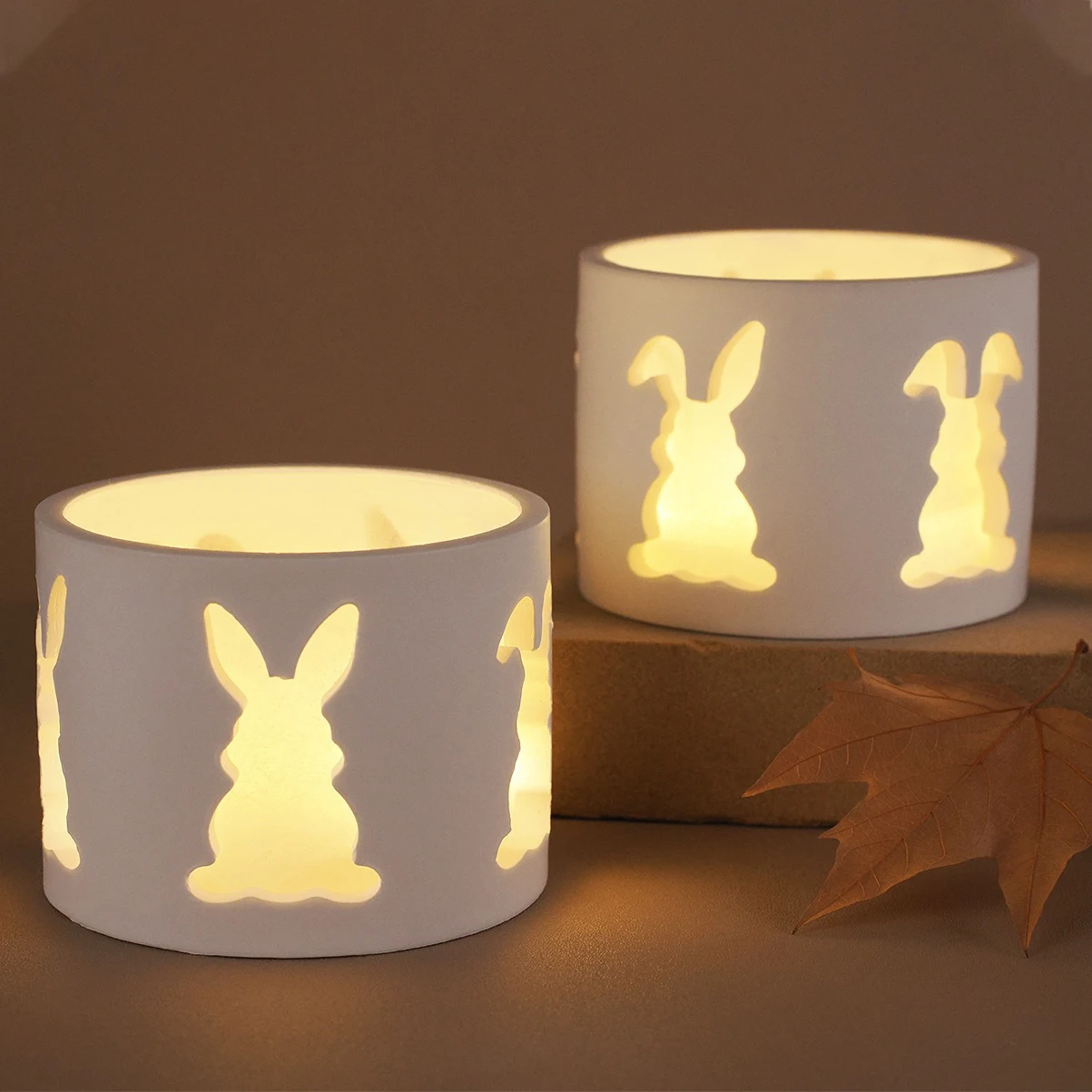 White Silicone Mold DIY Crystal Drip Glue Gypsum Cement Hollow Rabbit Candlestick Easter Stereoscopic Lamp Silicone Mold