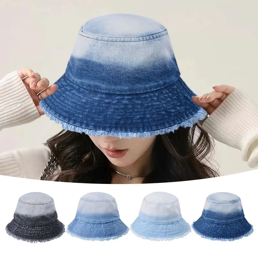 

UV Protection Bucket Hat Fashion Fisherman Hat Panama Hats Gradient Denim Hats Foldable Beach Cap Outdoor