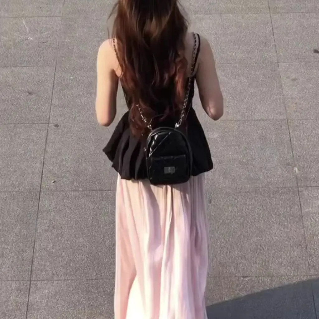 

Pink Satin Sparkling Pearlescent Half-Length Skirt for Women Summer Style Small Flowing Gauze Fairy-Like Skirt