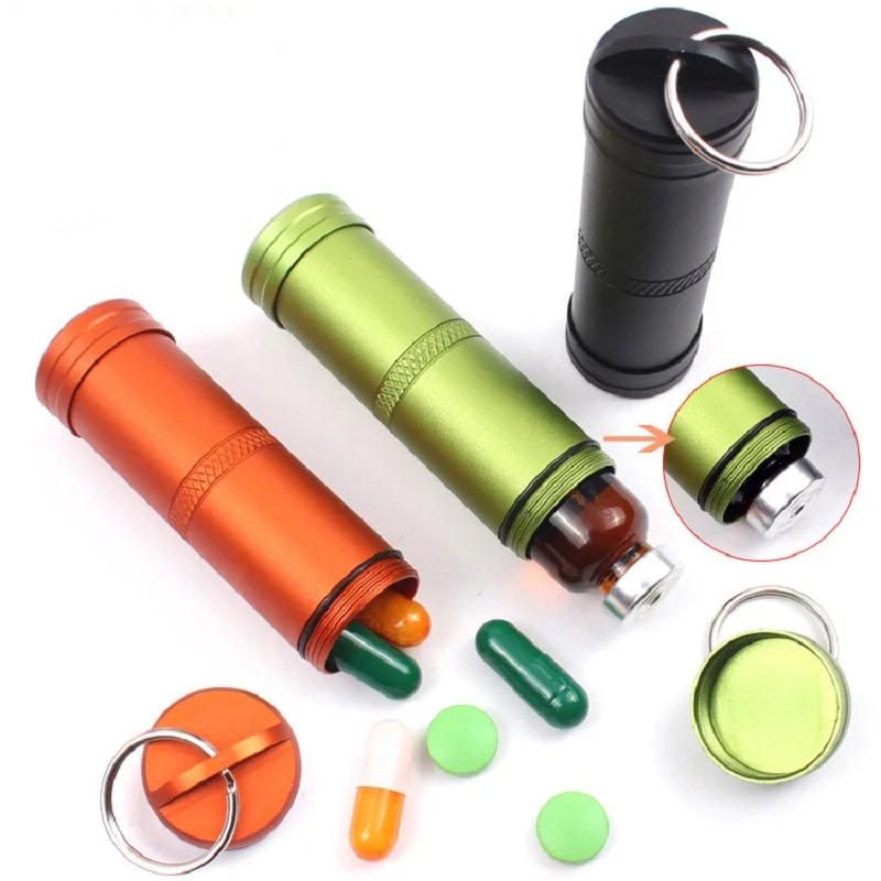 Aluminum alloy EDC Large outdoor waterproof warehouse camping survival sealed tank emergency portable medicine bottle