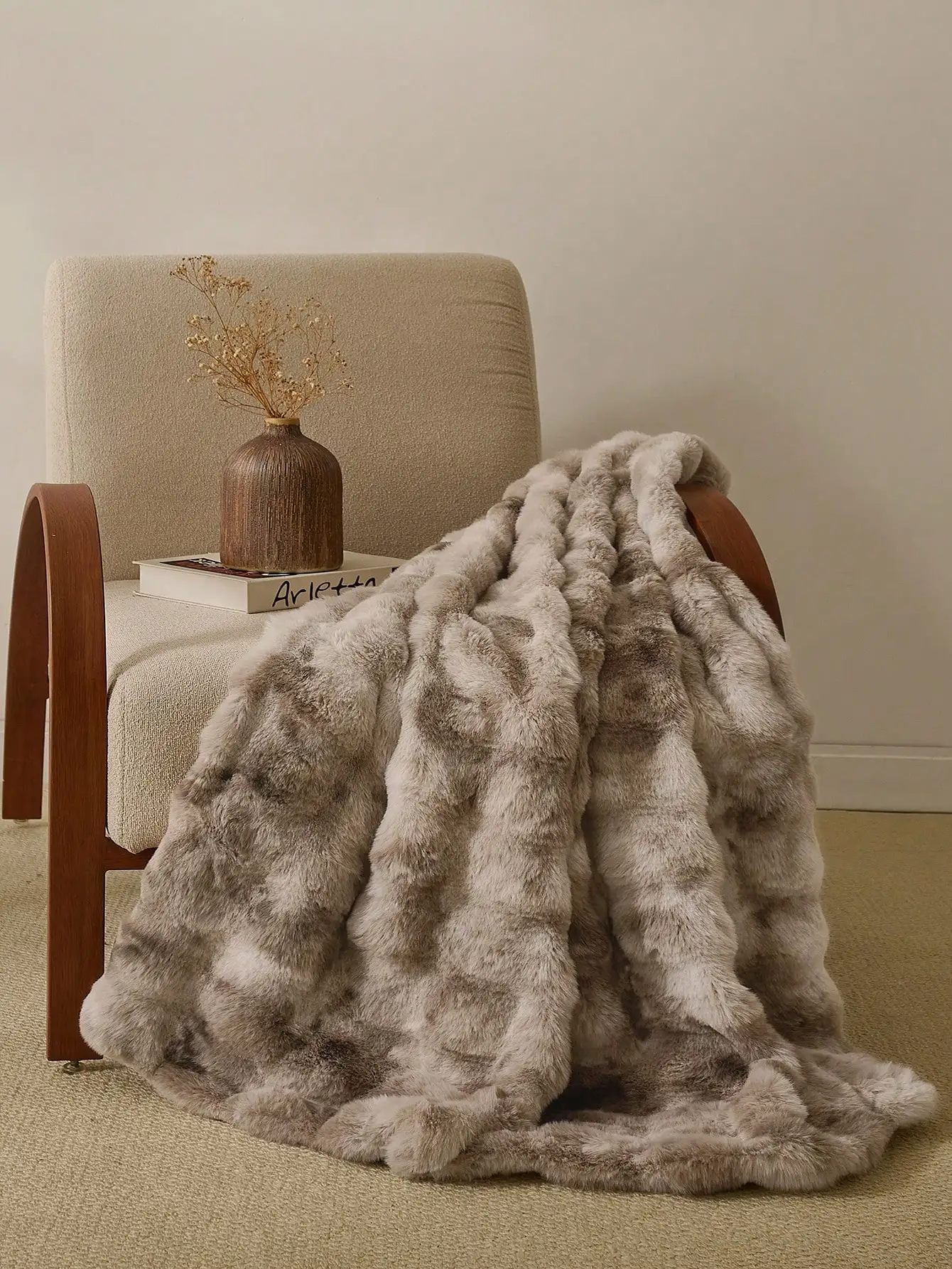 1pc Double-Sided Camel Tie-Dye Plush Blanket, Soft Warm Faux Fur Luxury Style Throw For Multi-Purpose Use In Living Room, Bedroom And Sofa Queen Twin King Size Bedding Throw For Home,Domitory Bedding Back School Bedding，sf25092939135129287