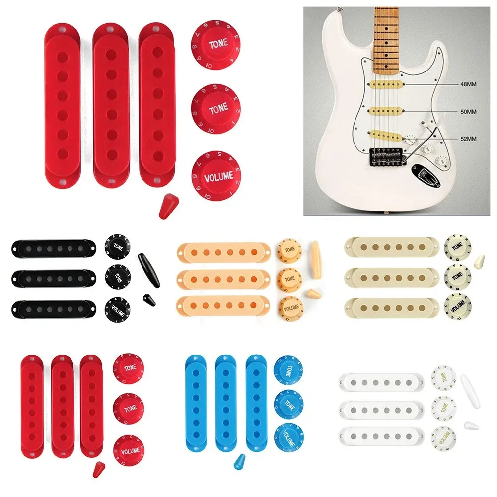 

1Set Multi Color Single Coil Electric Guitar Pickup Cover 1 Volume 2 Tone Speed Control Knob Guitar Switch Tip For strat pickups