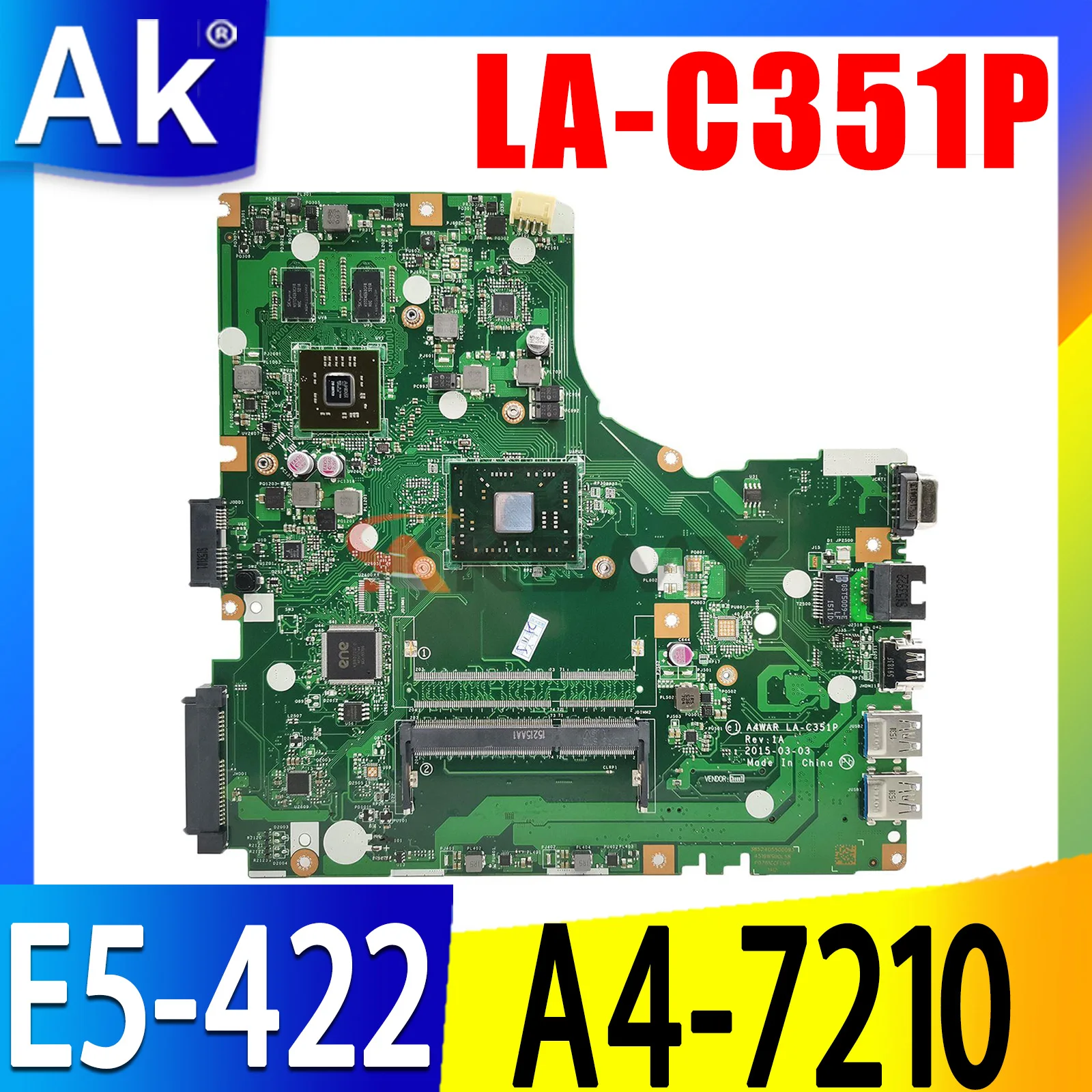 

Материнская плата для ноутбука Acer Aspire E5-422 E5-422G LA-C351P с процессором A4-7210, материнская плата для ноутбука NB.MY протестирована нормально