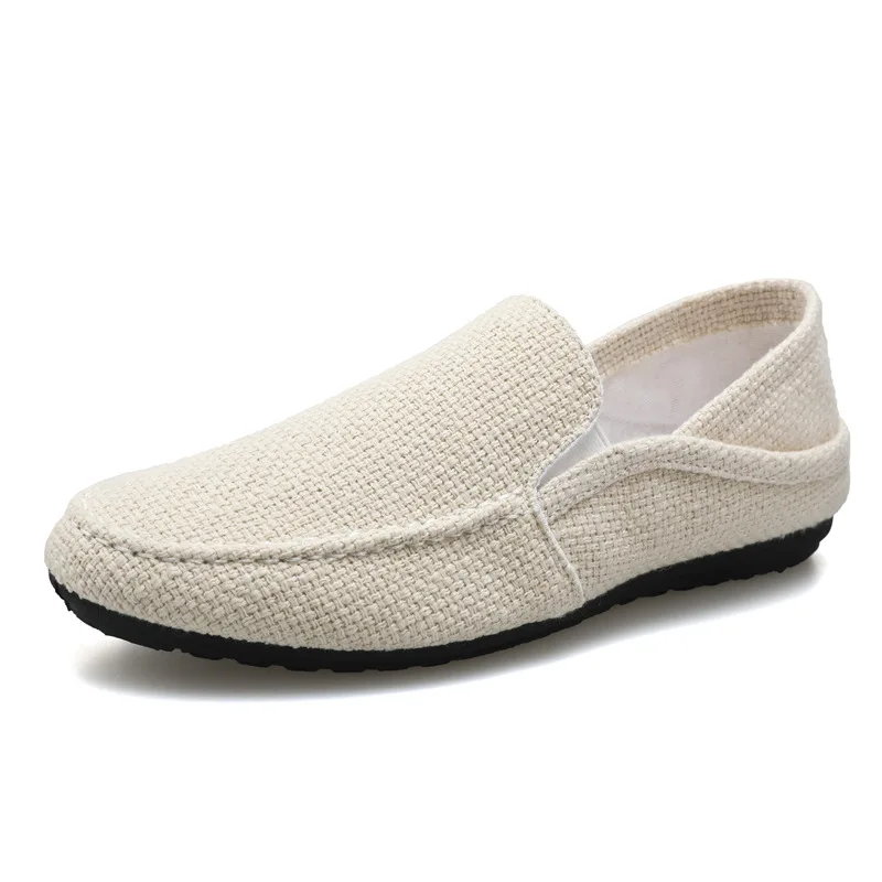 Shoes Mens Flats Cotton Fabric Loafers Casual Breathable Summer Shoe Fashion Slip On 39 To 49 Large Size Walking Outdoor Indoor